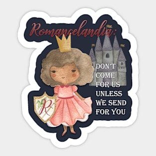 Romancelandia - white letters Sticker